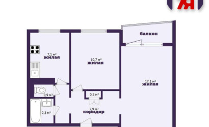 Купить 2-комнатную квартиру, Слуцк, Чехова ул., 45. Фото 15