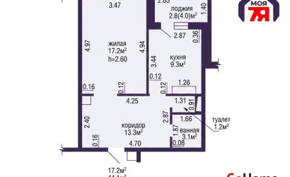  4-этаж.(37.2 м2), Слуцк(Тутаринова ул., 1)