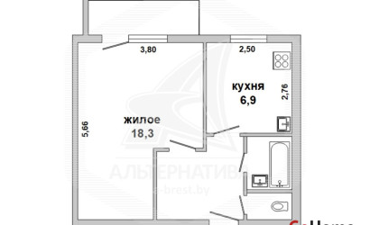 Купить 1-комнатную квартиру, Кобрин, , . Фото 1