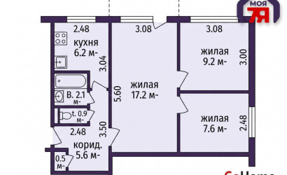 Купить 3-комнатную квартиру, Минск, Ландера ул., 24 (Октябрьский район). Фото 2