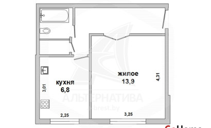 Купить 1-комнатную квартиру, Брест, Центр, б-р Космонавтов. Фото 11