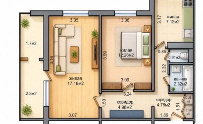 Купить 2-комнатную квартиру, Минск, Голубева, 9 (Московский район). Фото 1