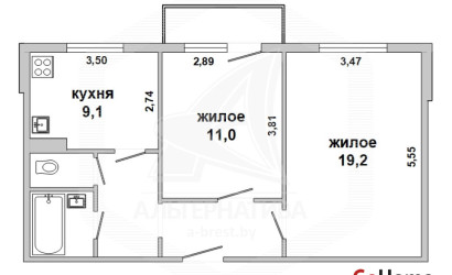 Купить 2-комнатную квартиру, Домачево, , 