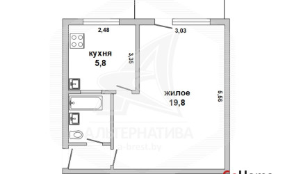 Купить 1-комнатную квартиру, Брест, Центр, ул. Кирова. Фото 3