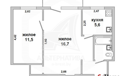 Купить 2-комнатную квартиру, Брест, Центр, пр-т Машерова. Фото 1