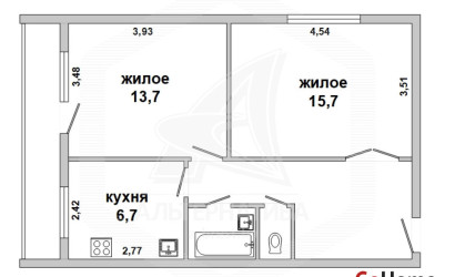 Купить 2-комнатную квартиру, Брест, Речица, ул. Бауманская. Фото 3