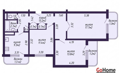 Купить 3-комнатную квартиру, Минск, Одинцова ул., 43 (Фрунзенский район). Фото 16