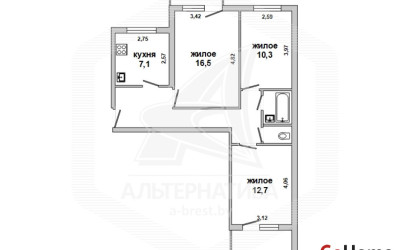 Купить 3-комнатную квартиру, Брест, Центр, ул. Пушкинская. Фото 4