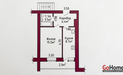 Купить 1-комнатную квартиру, Гродно, Клецкова, 102. Фото 5