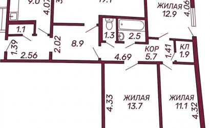 Купить 4-комнатную квартиру, Гродно, Врублевского, 37. Фото 12
