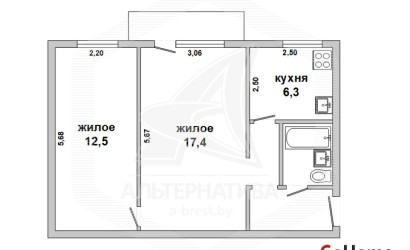 Купить 2-комнатную квартиру, Брест, Южный, ул. Жукова. Фото 13