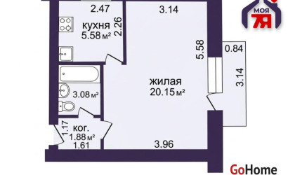 Купить 1-комнатную квартиру, Минск, Либкнехта ул., 69(Московский район). Фото 2