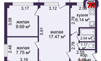 Купить 3-комнатную квартиру, Минск, Жудро ул., 32(Фрунзенский район). Фото 2