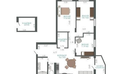 Купить 3-комнатную квартиру, Минск, Нововиленская ул., 53 (Центральный район). Фото 6