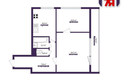 Купить 2-комнатную квартиру, Солигорск, Козлова ул., 58/А. Фото 2