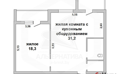 Купить 2-комнатную квартиру, Жабинка. Фото 13
