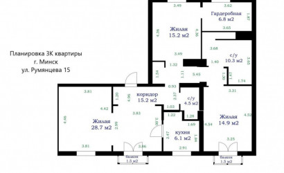Купить 3-комнатную квартиру, Минск, Румянцева ул., 15 (Партизанский район). Фото 15