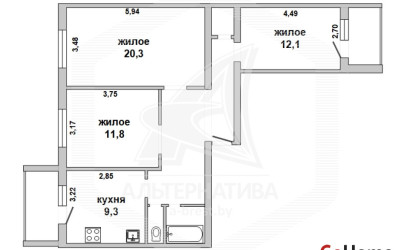 Купить 3-комнатную квартиру, Кобрин, , . Фото 1