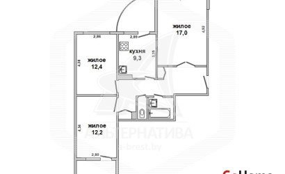 Купить 3-комнатную квартиру, Брест, Вулька, ул. Сябровская. Фото 10