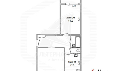 Купить 2-комнатную квартиру, Кобрин, , . Фото 12