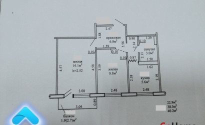 Купить 2-комнатную квартиру, Речица, 5-й Микрорайон, д.1. Фото 6