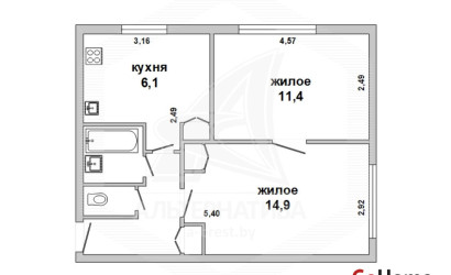 Купить 2-комнатную квартиру, Домачево, , . Фото 4