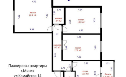 Купить 3-комнатную квартиру, Минск, Камайская ул., 14(Центральный район). Фото 1