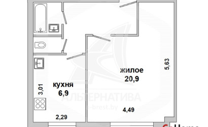 Купить 1-комнатную квартиру, Брест, Центр, ул. Горького. Фото 18