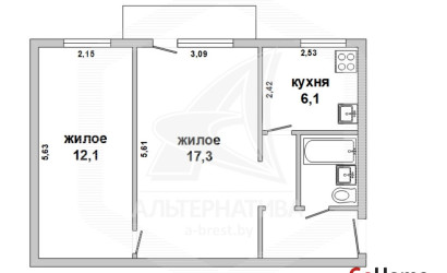 Купить 2-комнатную квартиру, Брест, Южный, ул. Жукова. Фото 1