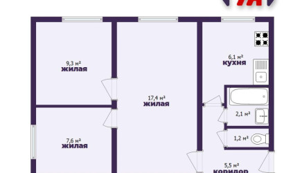 Купить 3-комнатную квартиру, Слуцк, Социалистическая ул., 142. Фото 30