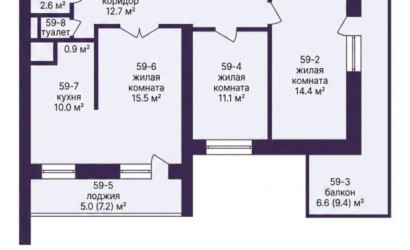  12-этаж.(60 м2), Солигорск(Ленина, 36)
