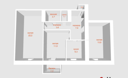 Купить 3-комнатную квартиру, Минск, Карвата ул., 34 (Партизанский район). Фото 1