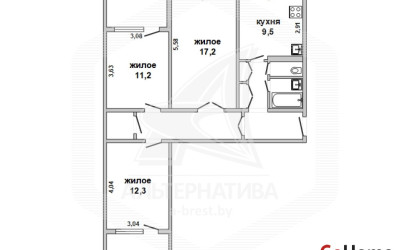 Купить 3-комнатную квартиру, Брест, Восток, пр-т Партизанский. Фото 13