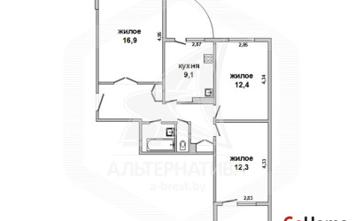 Купить 3-комнатную квартиру, Брест, Вулька, ул. Рябиновая. Фото 18