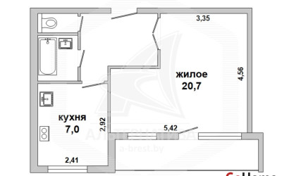 Купить 1-комнатную квартиру, Брест, Речица, ул. Писателя Смирнова. Фото 18