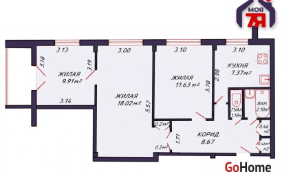 Купить 3-комнатную квартиру, Минск, Мавра ул., 3 (Фрунзенский район)
