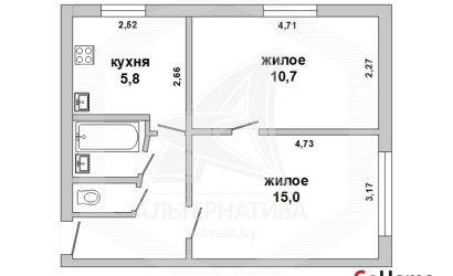 Купить 2-комнатную квартиру, Брест, Брестских дивизий, ул. Брестских дивизий. Фото 3