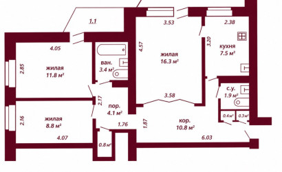 Купить 3-комнатную квартиру, Гродно, Суворова, 27. Фото 12
