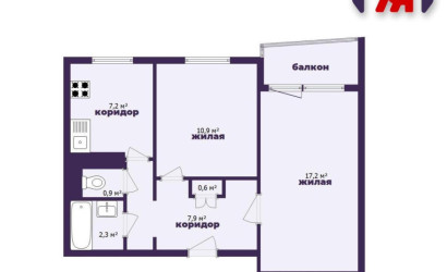 Купить 2-комнатную квартиру, Слуцк, Чехова ул., 45. Фото 17