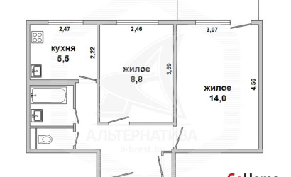 Купить 2-комнатную квартиру, Брест, Восток, ул. Московская. Фото 11