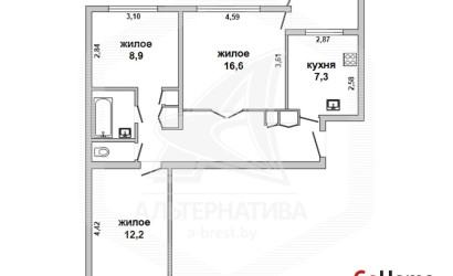 Купить 3-комнатную квартиру, Брест, Центр, б-р Космонавтов. Фото 10