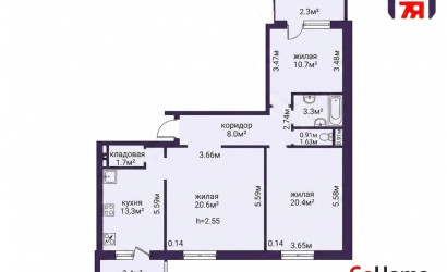 Купить 3-комнатную квартиру, Солигорск, Шахтеров б-р, 11. Фото 2