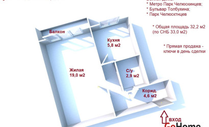Купить 1-комнатную квартиру, Минск, Кедышко ул., 8(Первомайский район). Фото 1