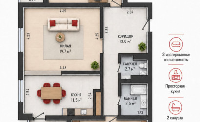 Купить 3-комнатную квартиру, Минск, Колесникова, 16 (Фрунзенский район). Фото 1