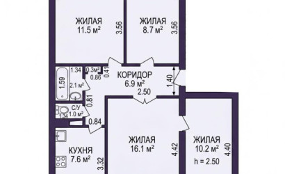 Купить 4-комнатную квартиру, Вилейка, Октябрьская ул., 34. Фото 2