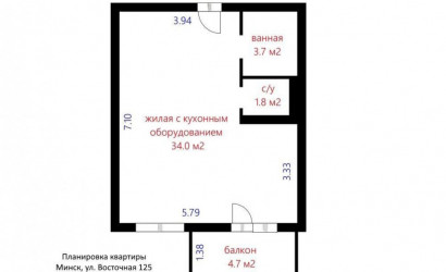 Купить 1-комнатную квартиру, Минск, Восточная ул., 125 (Советский район). Фото 49