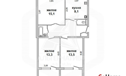 Купить 3-комнатную квартиру, Брест, Центр, б-р Космонавтов. Фото 12
