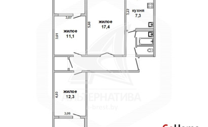 Купить 3-комнатную квартиру, Брест, Вулька, ул. Сябровская. Фото 20
