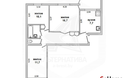 Купить 3-комнатную квартиру, Брест, Центр, наб. Франциска Скорины. Фото 14