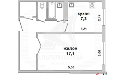 Купить 1-комнатную квартиру, Брест, Вулька, ул. Сябровская. Фото 12